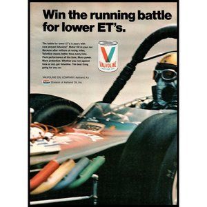 1971 Valvoline Motor Oil Vintage Print Ad Ashland Funny Car Drag Race Wall Art